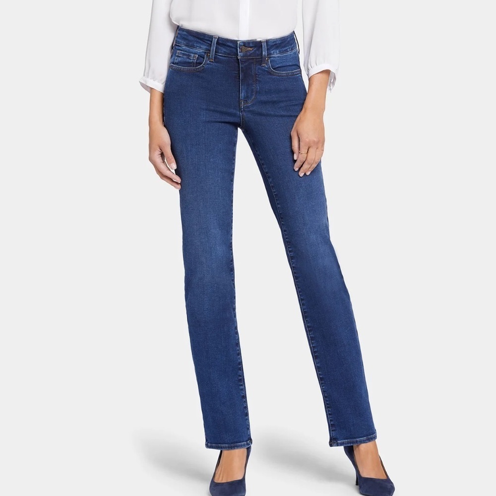 NYDJ Classic Neutral Marilyn Straight Jeans - Cooper Blue Wash - Size 4